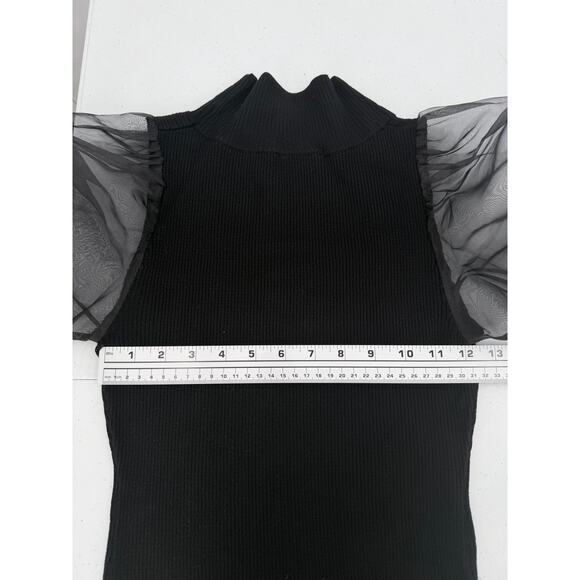 NWT French Connection Krista Organza-Sleeve Mock Neck Black Dress Size XS - Picture 11 of 11